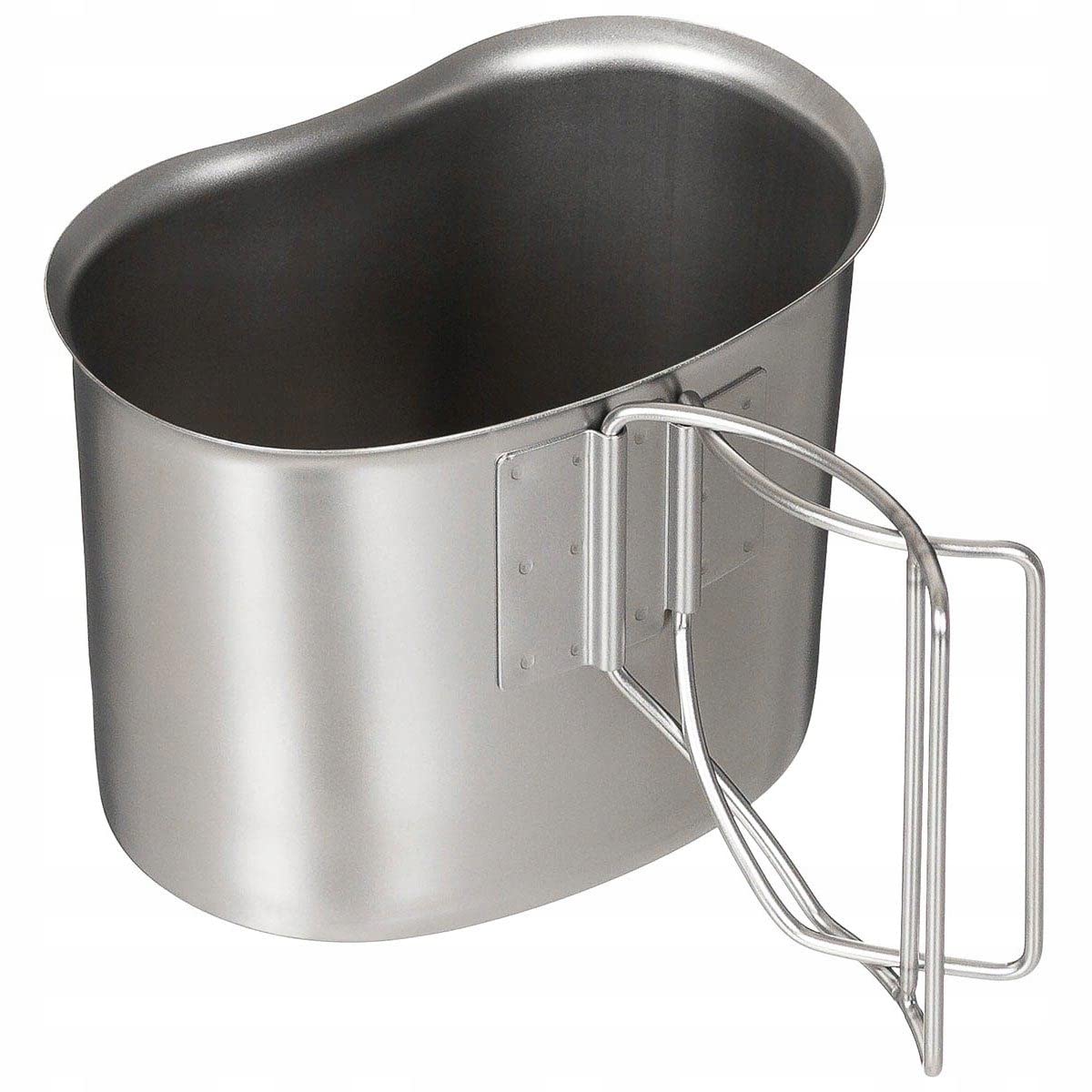 MFH US folding water bottle cup, stainless steel, handles