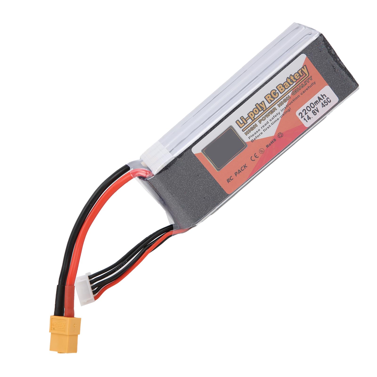 Acouto 4S Lipo Battery 14.8V 2200mAh 45C XT60 Plug Large Capacity Battery for Remote Control Car Can Used Durable a Stable Lithium Made for Long Material Quality and 4S Lipo BatteryLiPo