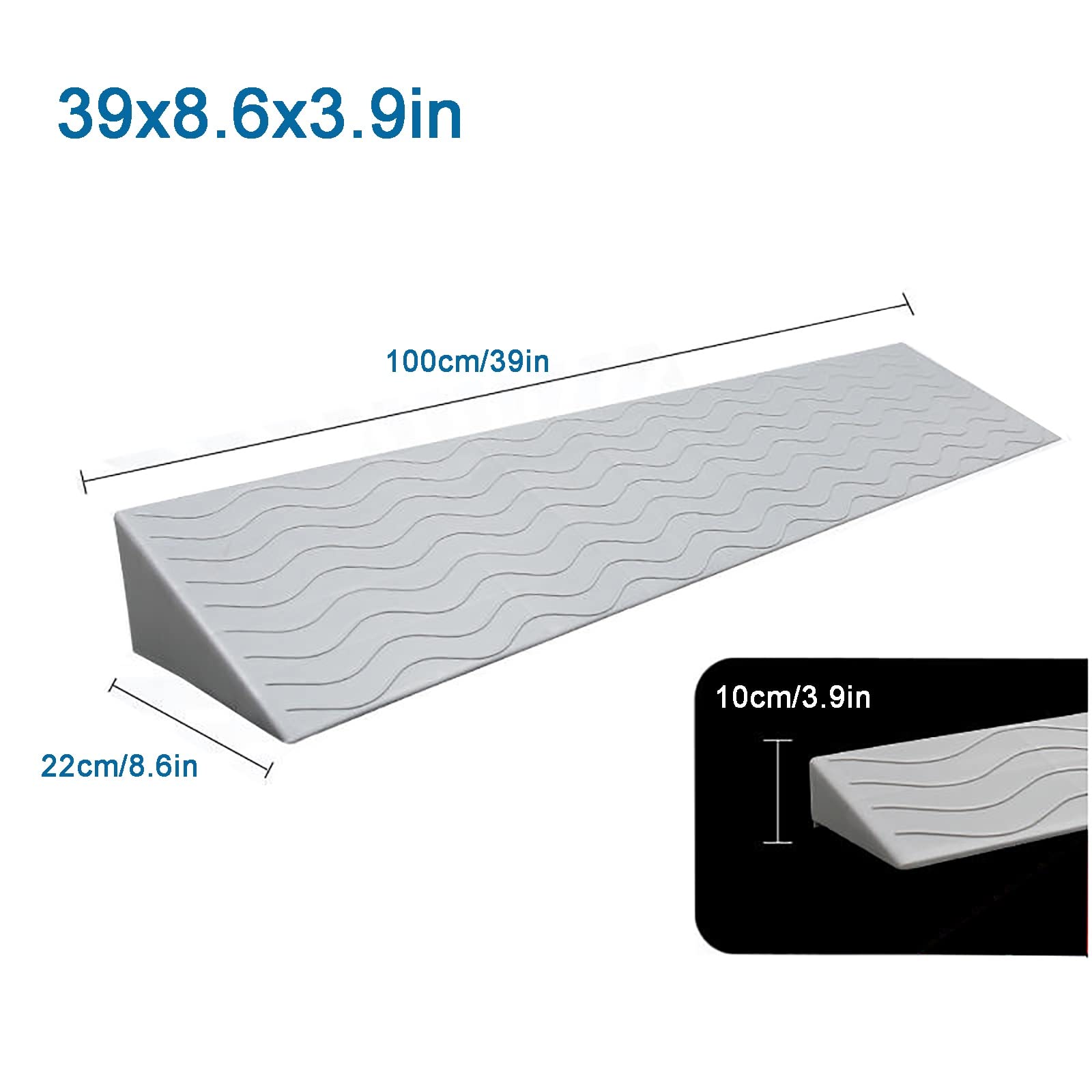 Rampas de umbral para Puertas, rampa de acera Interior para Silla de Ruedas, Scooter, Robot de Barrido, Canal accesible fácil y portátil, Gris (tamaño: 39 x 8,6 x 3,9 Pulgadas)