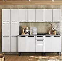 Cozinha Modulada em Aço 5 Peças 16 Portas 2 Gavetas Florença Itatiaia Branco Neve