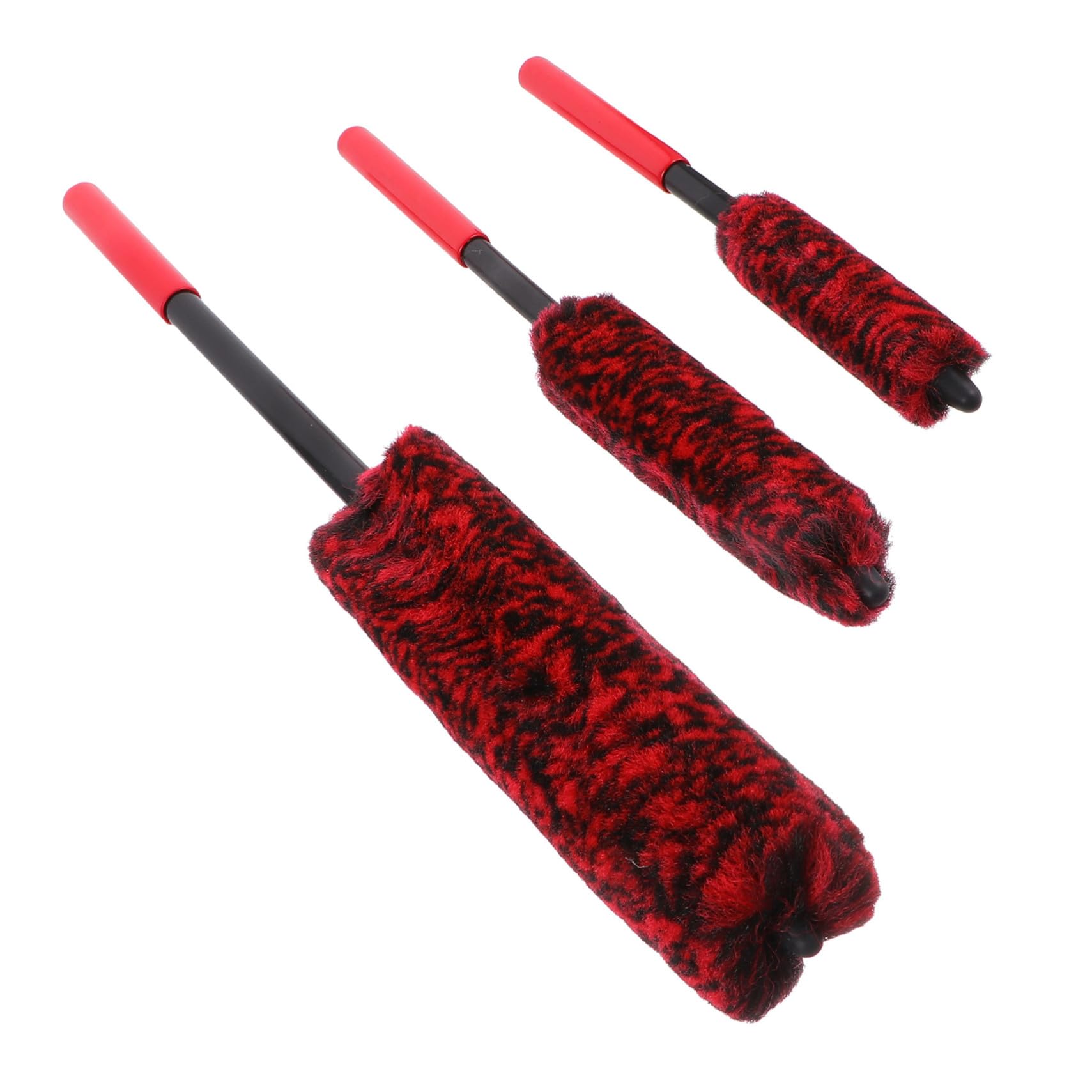 Spazzola per Mozzo Ruota Auto 3 Pezzi in Microfibra | Impugnatura in Plastica, Pulizia Sicura senza Metallo, Set Grande Medio Piccolo per Fessure Colore Casuale