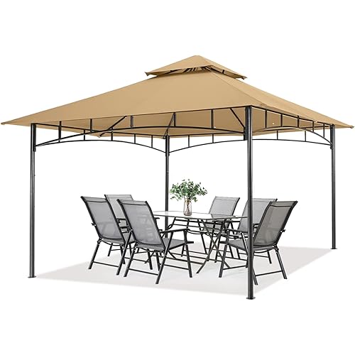 MASTERCANOPY Outdoor Garden Gazebo for Patios with Stable Steel Farme (11x11,Beige)