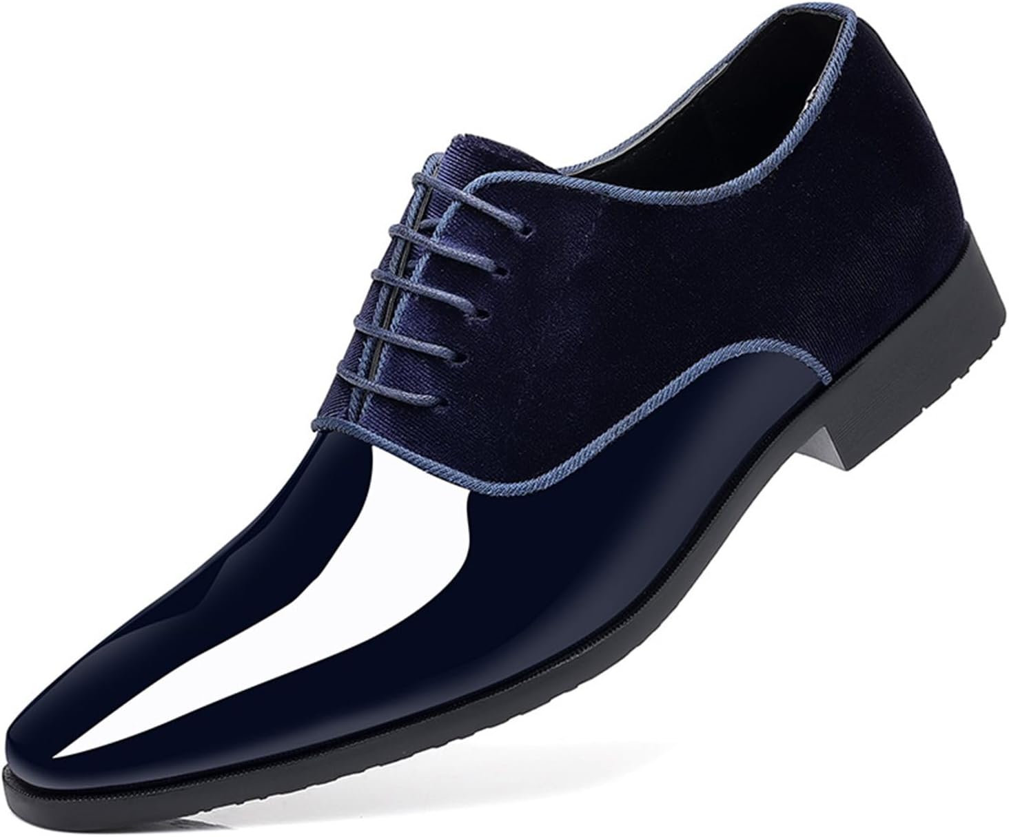 Men's Vintage High Gloss Dress Shoes Patent Leather Suede Oxford Formal Business Suit Tuxedo Shoes