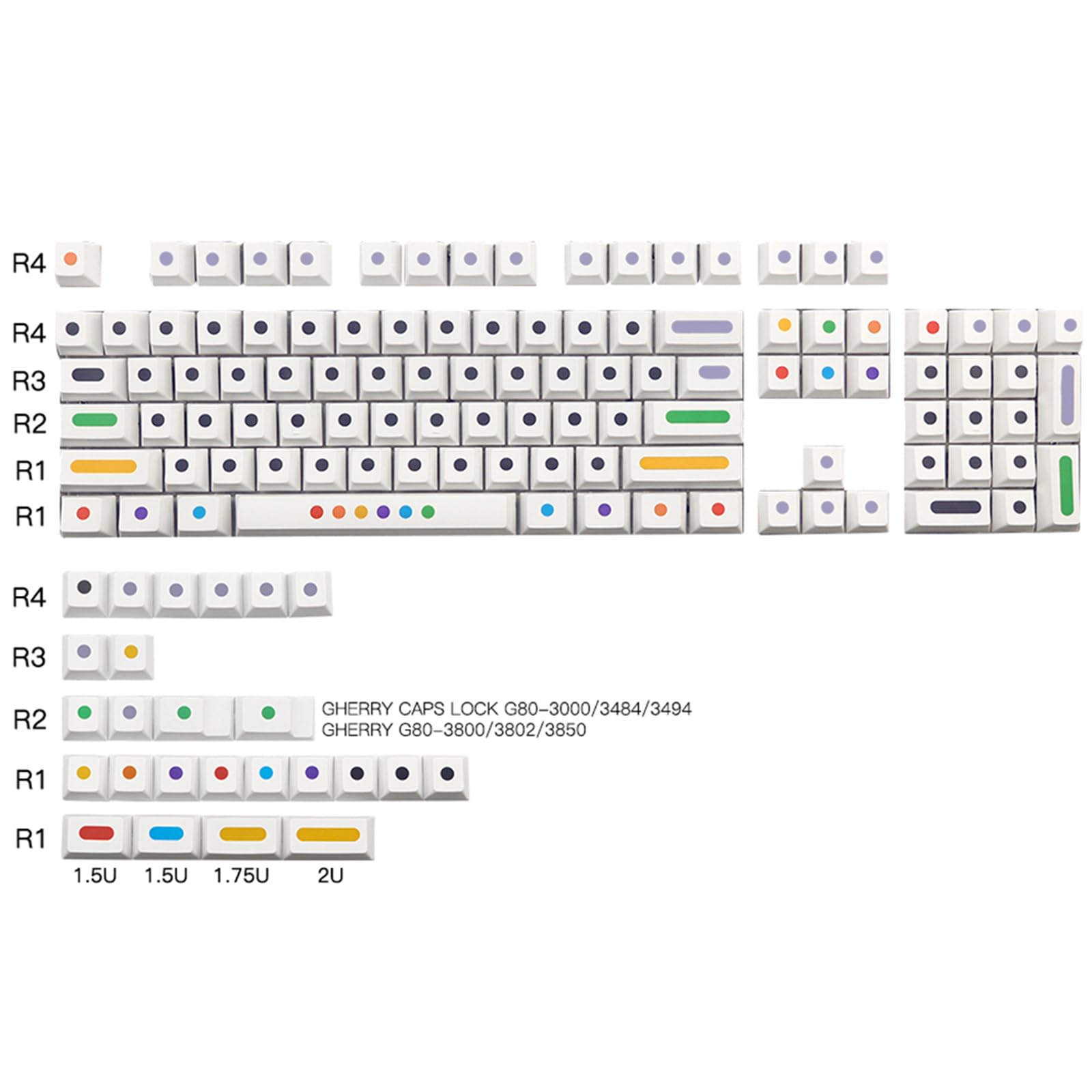 128-Key Colore Rotondo Keycaps con Altezza Originale Fabbrica Cherry-Profile Keycap per MX Tastiera Meccanica