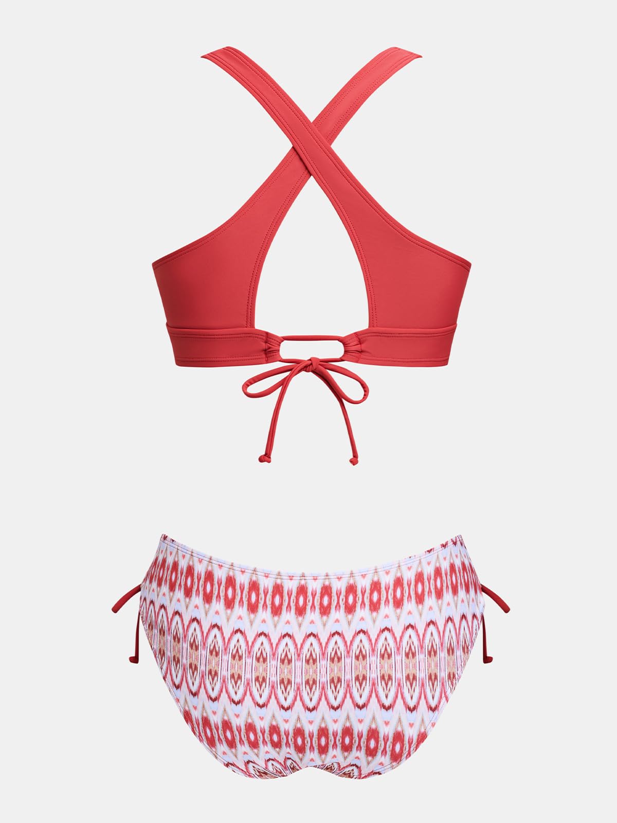 CUPSHE Zestaw bikini dla kobiet dwuczęściowy strój kąpielowy dekolt w serek trójkątny top szerokie ramiączka krzyż plecy sznurowane średni stan