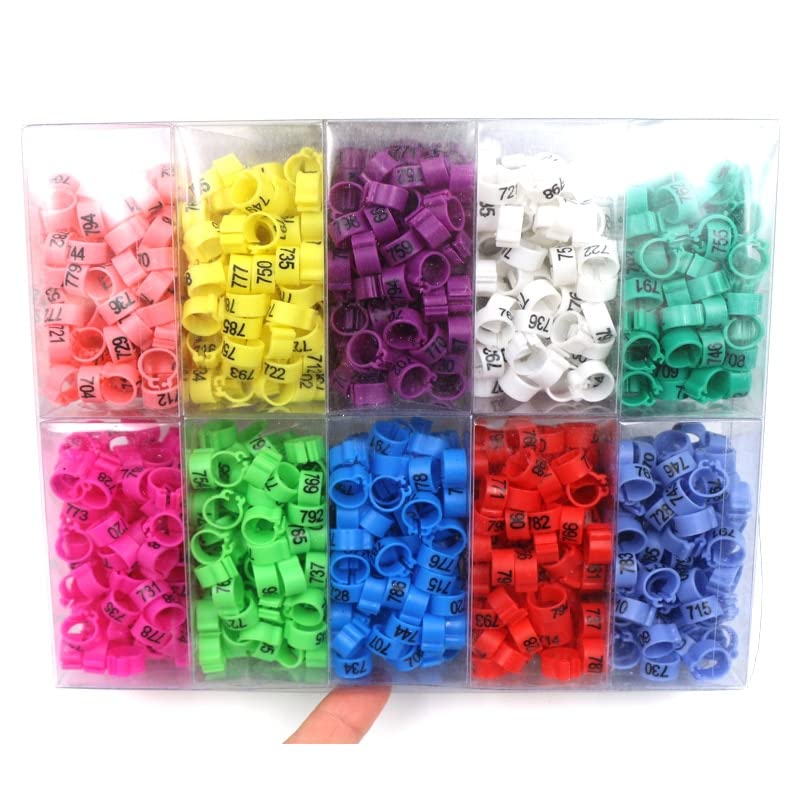 HUFFA 1000 Pz Plastica Uccello Gamba Piede Anello 10 Colori Quaglia Pappagallo Pollo Digitale Anelli di Piccione Piccioni Portare Strumenti con Numero Clip di Uccello