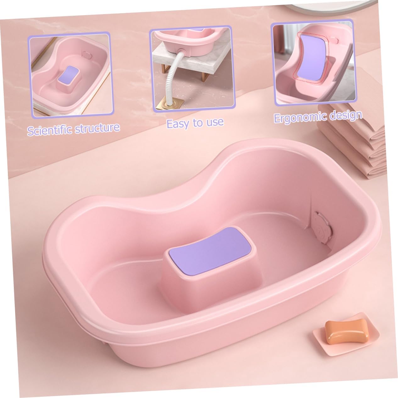 Portable Hair Washing Basin for Bedridden Shampoo Tray for Elderly Pregnant Women Easy Hair Care Rinse Tray with Neck Support Home Use