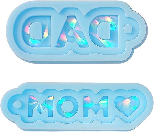 Molde de silicona brillante para mamá y papá, molde de luz y adorno, llavero de bricolaje, joyería de resina epoxi, moldes para manualidades de
