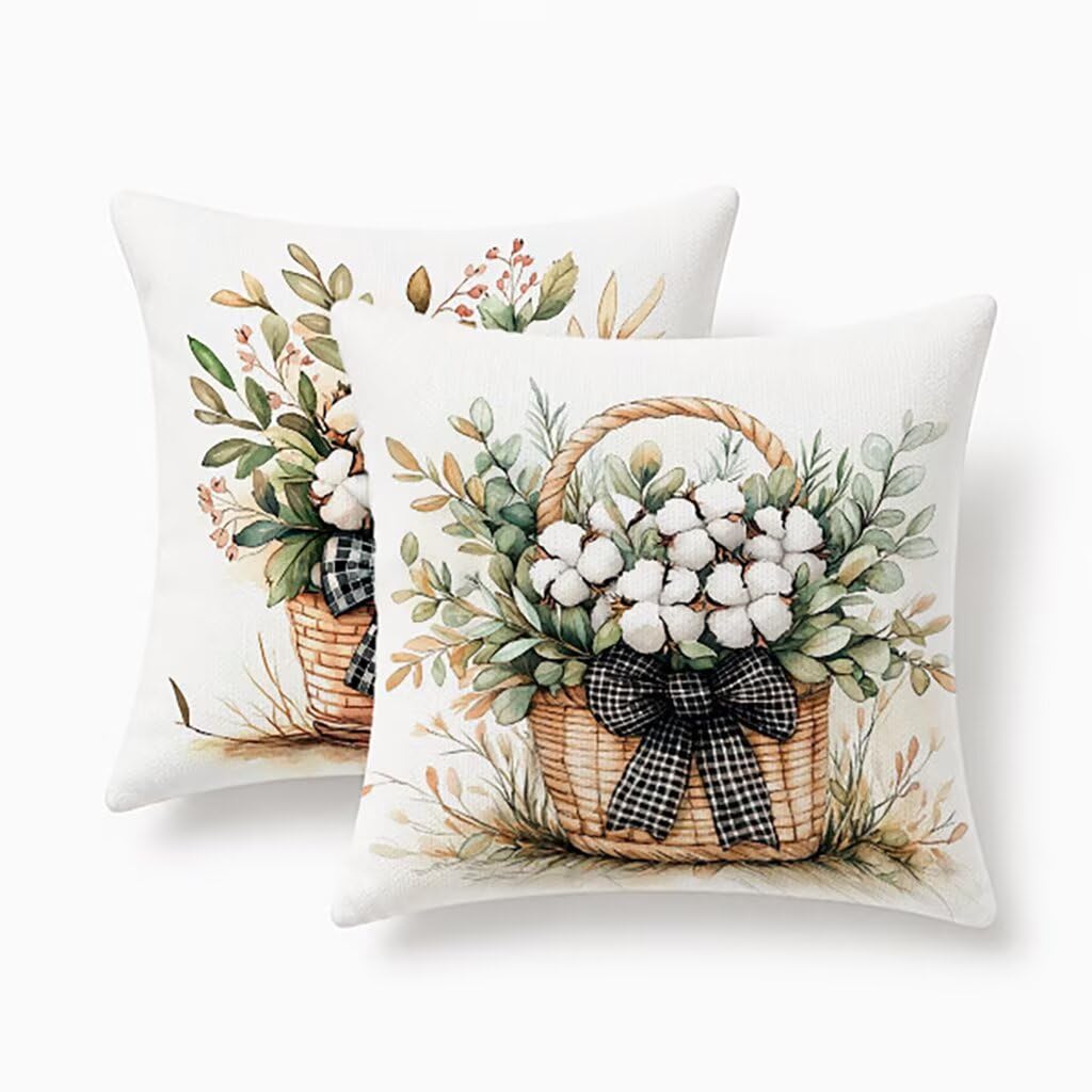 Housses de coussin pour canapé et jardin 60x60cm en lin blanc imperméable lot de 2 décoratif