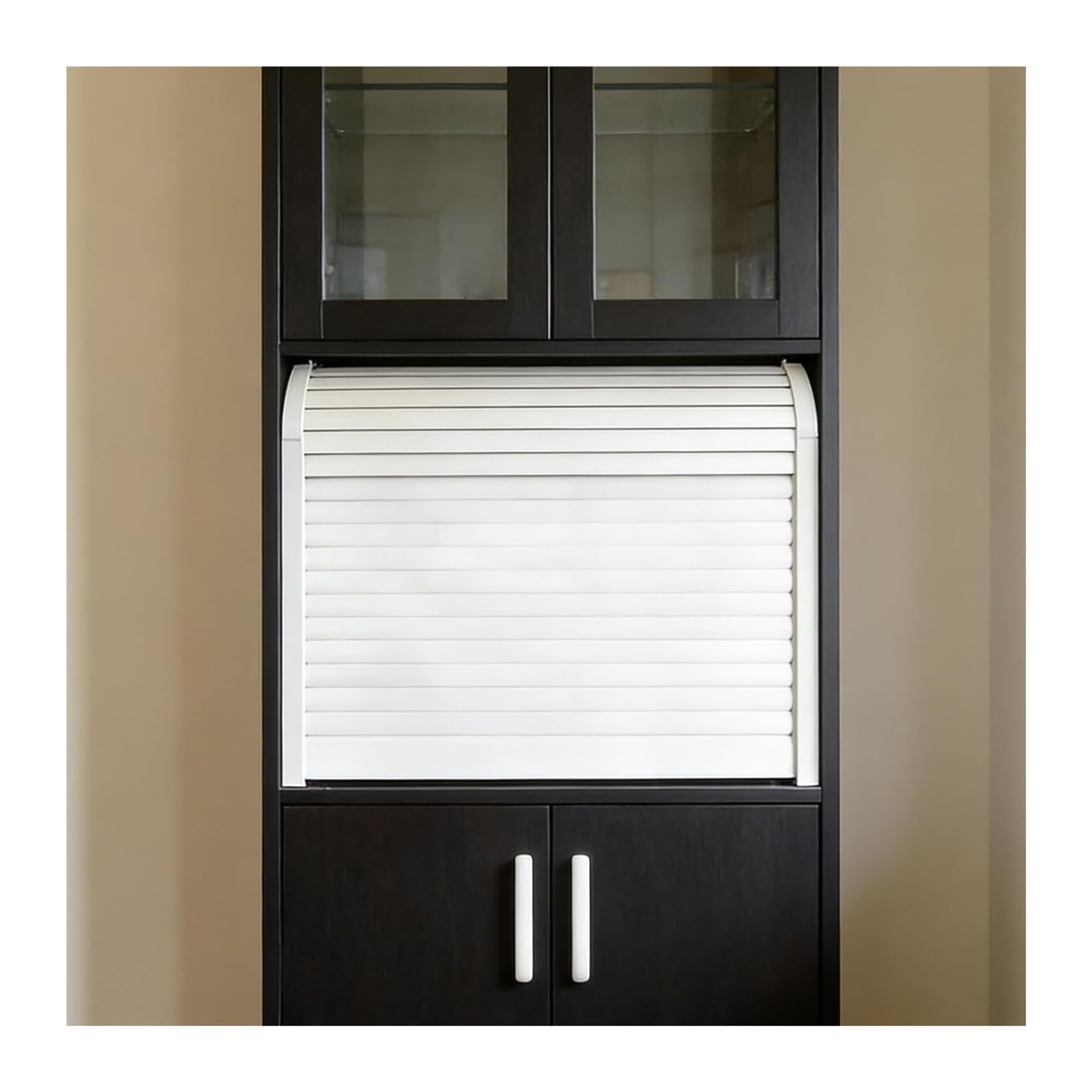 Accordion Folding Door Kit, ABS Manual Roll Up Tambour Door Kit with Handle and Tracks, Multiple Sizes(27x26in/69x66cm)