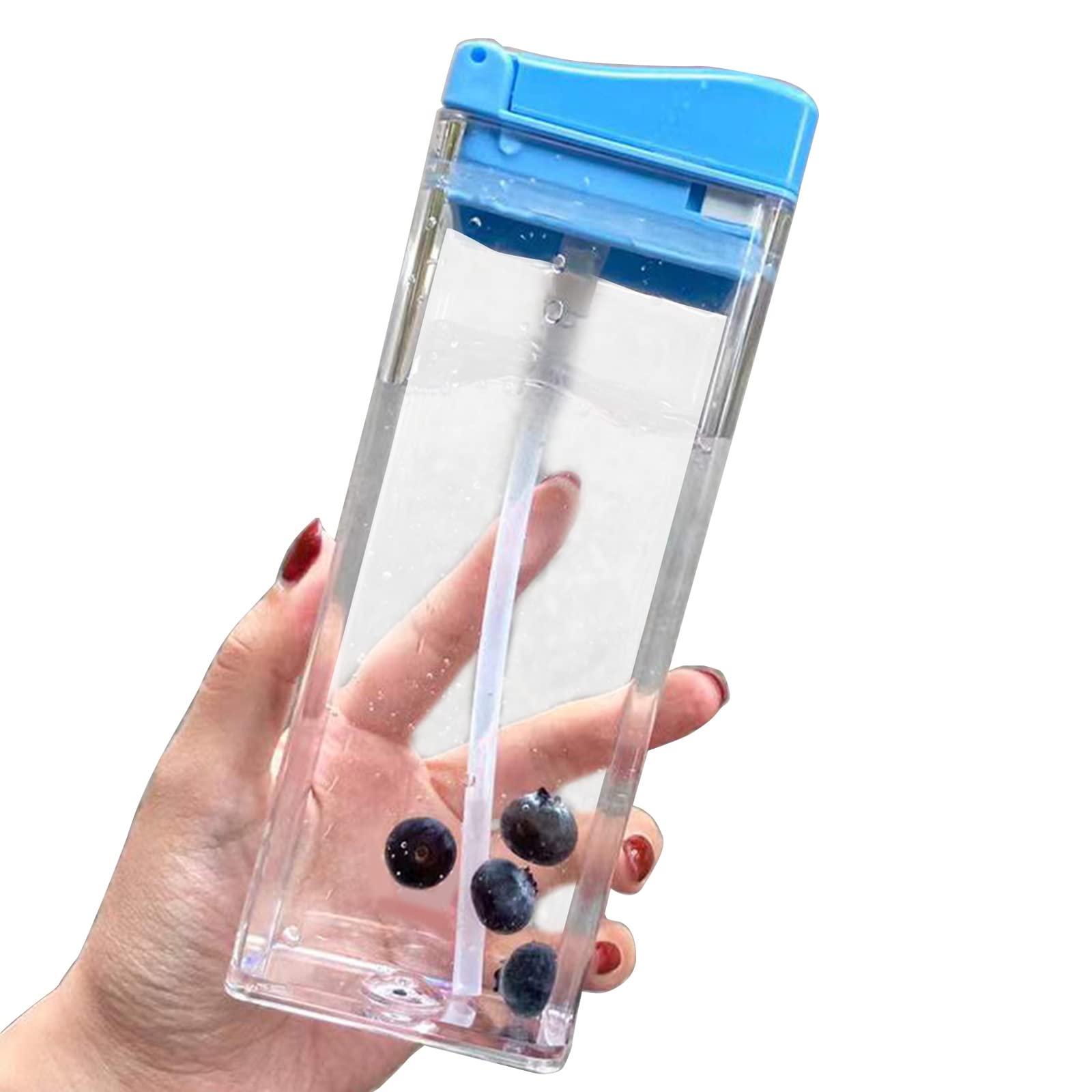 Tsophreniq Water Bottle Flat Water Cups Flat Mug Bottles with Straw 5 Colors Choose Kettles Bottle with Straw
