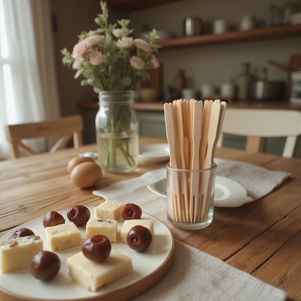 Disposable Bamboo Appetizer Forks, 200 Pieces
