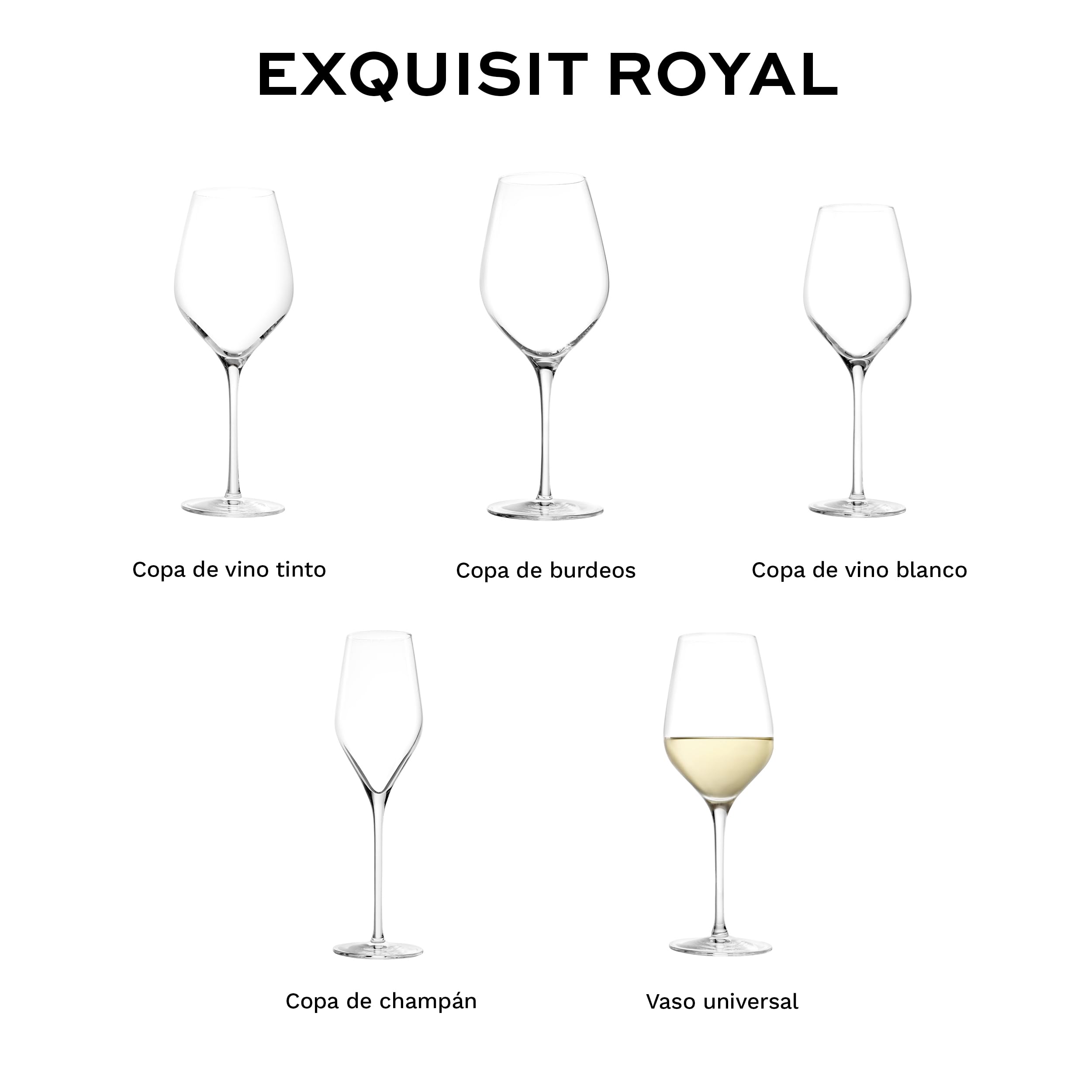 Stölzle Lausitz Copas Universales de Vino Exquisit Royal Set de 6, 420 ml – Elegantes Copas de Cristal para Vinos Blancos, Rosados y Tintos Ligeros – Aptas para Lavavajillas, Fabricadas en Alemania