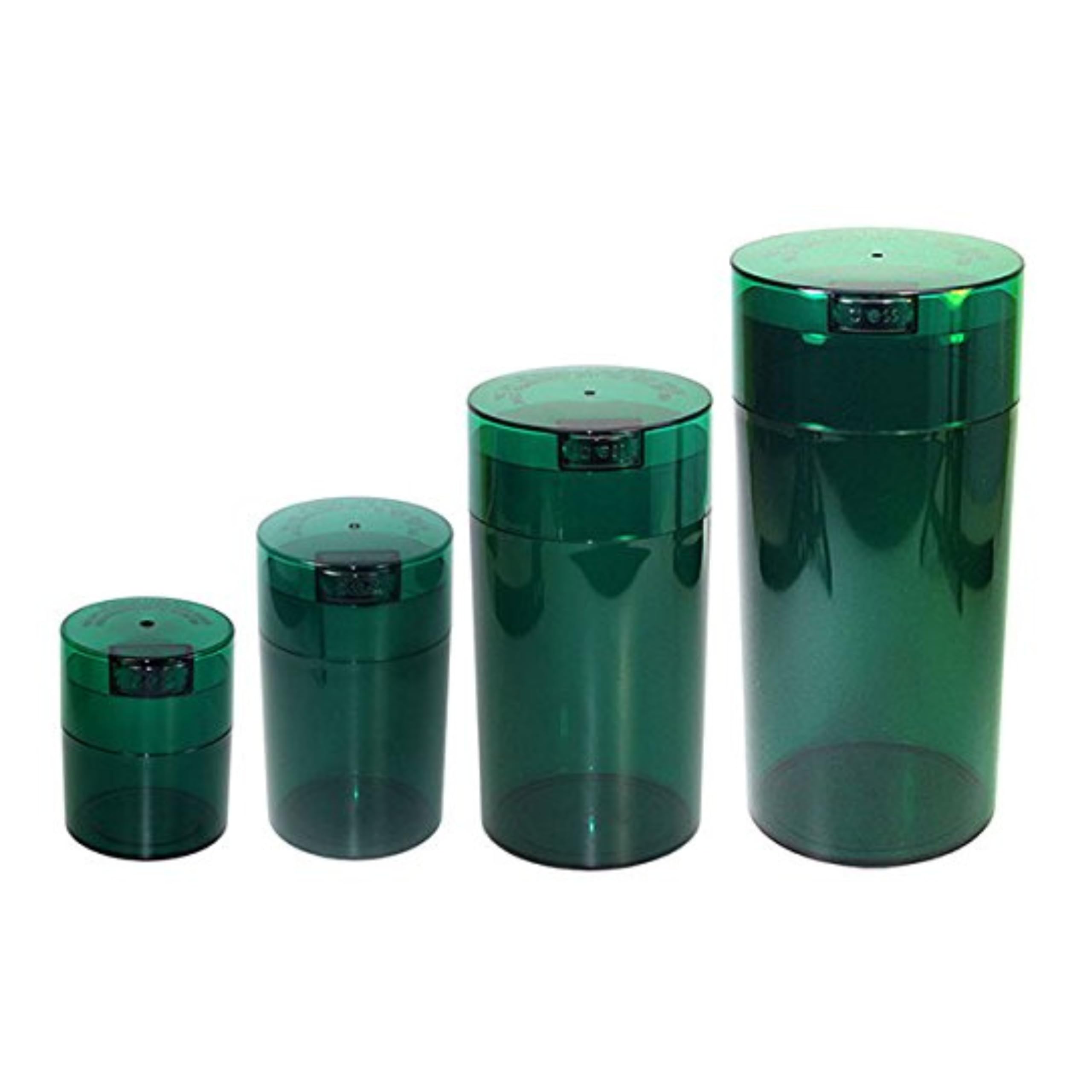 Tightvac Set of 4 - Patented Airtight Storage Container | Multi-use Vacuum Container Keeps Your Herbs and Dry Goods Fresh and Flavorful. Green Tint