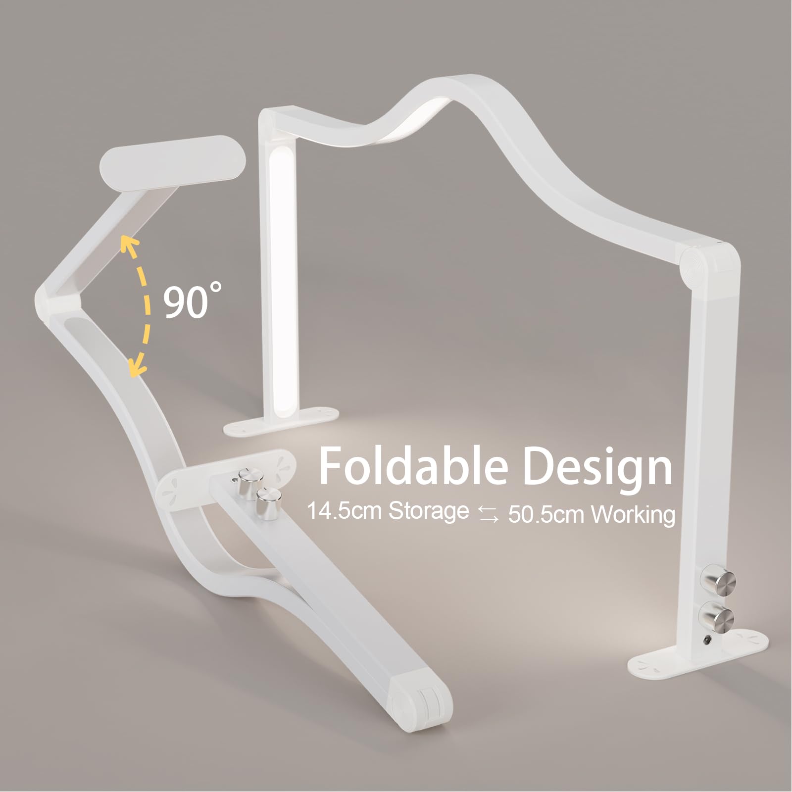 LANMOU Lampe de Bureau à Ongles 48W Dimmable 3000-6000K, Lampe Demi Lune Manucure Pliable