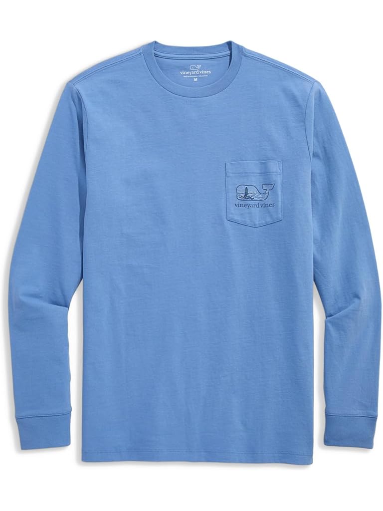 Blue Vineyard Vines Snowy Lighthouse Whale Fill Long Sleeve