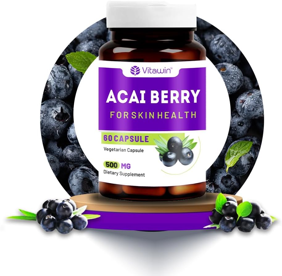 Acai Berry Capsules Ultimate Health and Nutrition Supplements for Healthy Skin and Antioxidants (500 mg, Pack of 60)