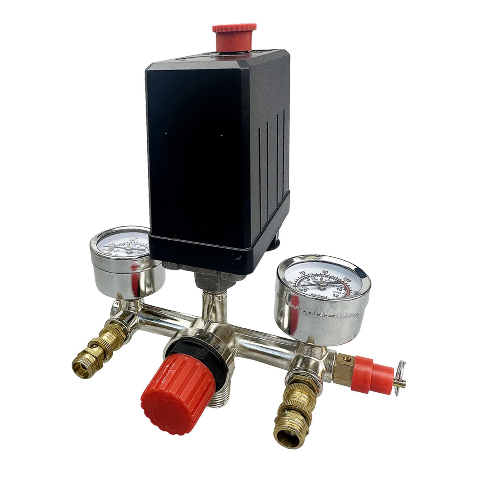 F Fityle Válvula de control del interruptor de presión del compresor de Control de presión preciso Robusto Multiuso claras Mejorado 90-120 PSI, Calibre de Cromado