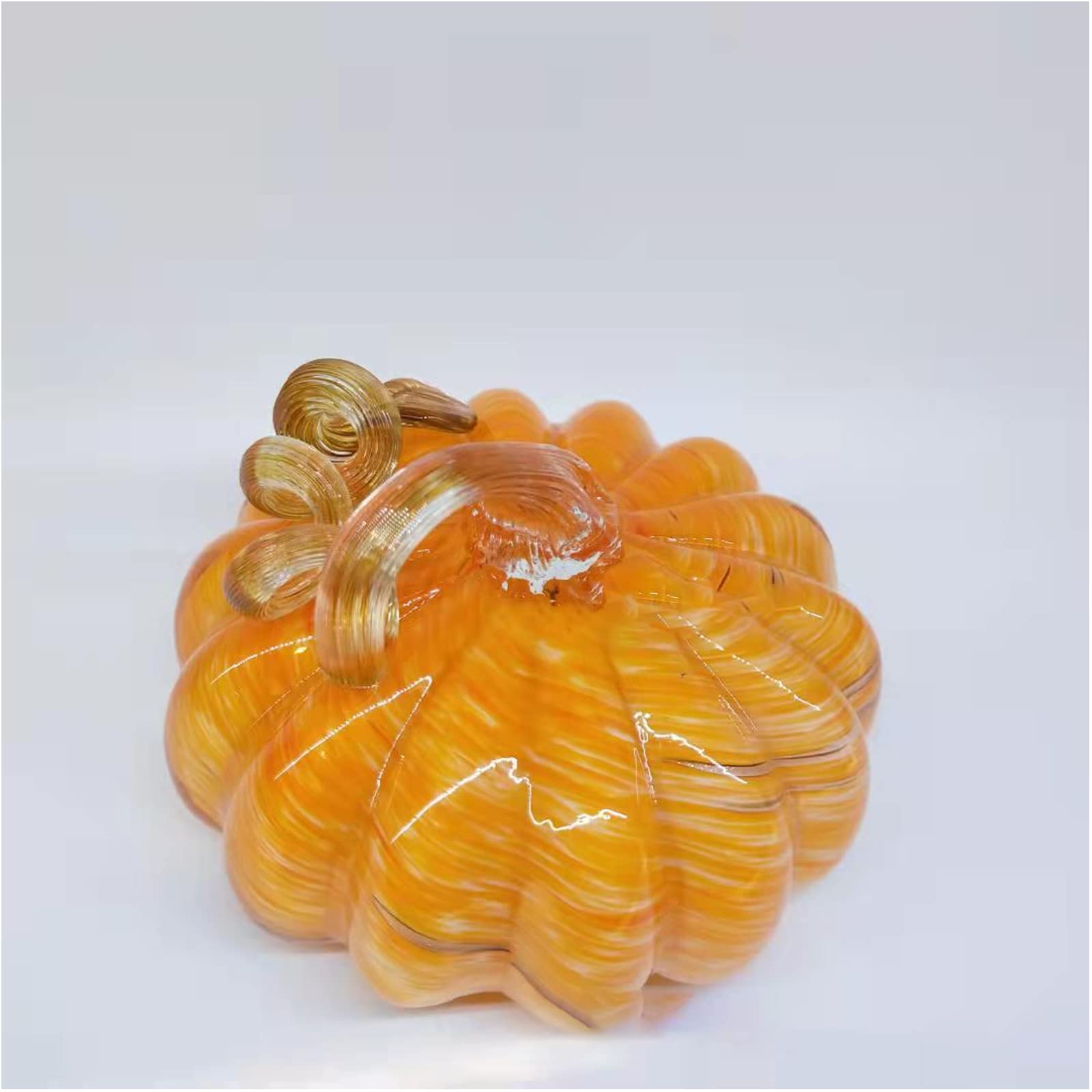 ZGRTZH 5 Inch Handmade Glass Blown Pumpkin Table Top Pumpkins Home Decoration Pumpkin Glass Crafts Fall Decorations for Home Thanksgiving Halloween Christmas Decor (C)