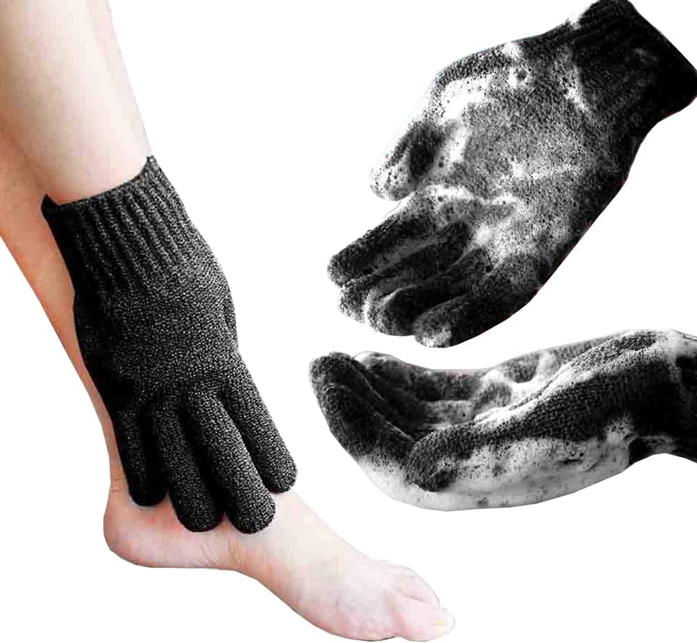 MIG4U Shower Exfoliating Scrub Gloves, Bathing Gloves Body Wash Dead Skin Removal Deep Cleansing Sponge Loofah for Women Men