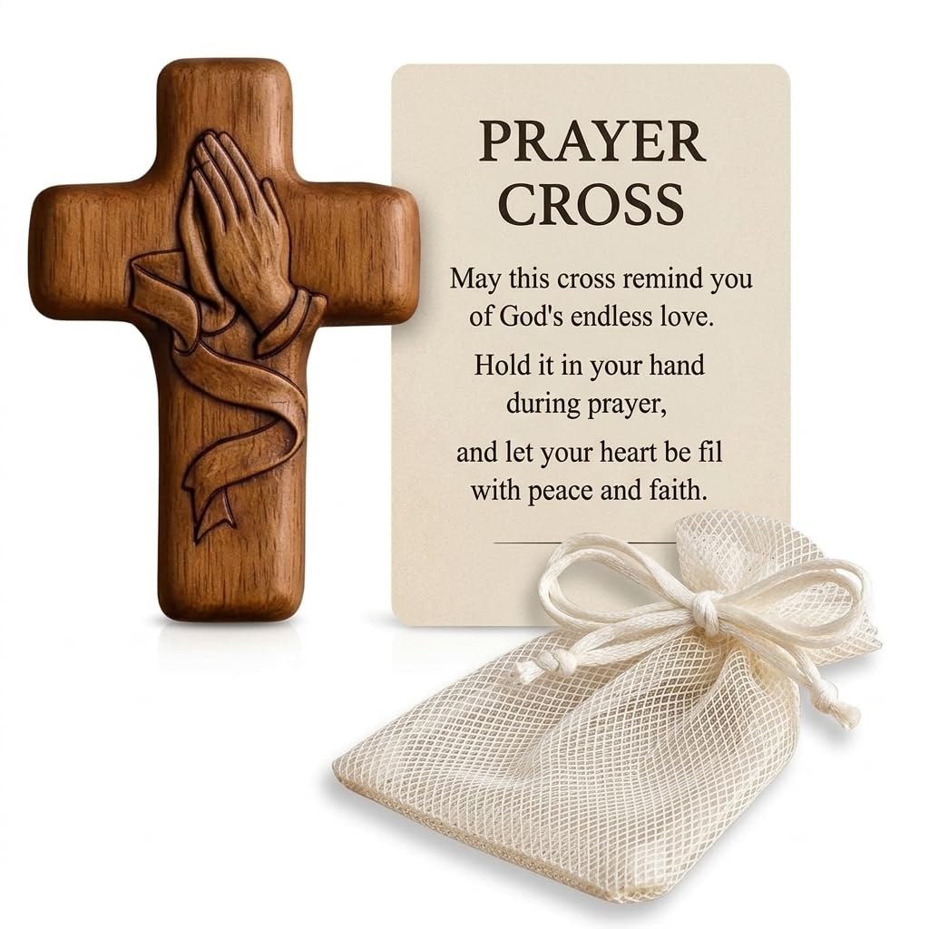 Gryphix Wooden Cross Crucifix, Orthodox Religious Ornament, Christian Gifts for Women Men, Catholic Baptism for Festival Decoration, for Goddaughters, First Communion, Holding Cro/ss of Faith, Gi/fts