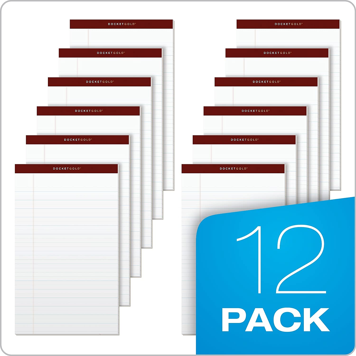 TOPS Docket Gold Writing Pads, 8-1/2" x 14", Legal Rule, White Paper, 50 Sheets, 12 Pack (63990) - Image 7