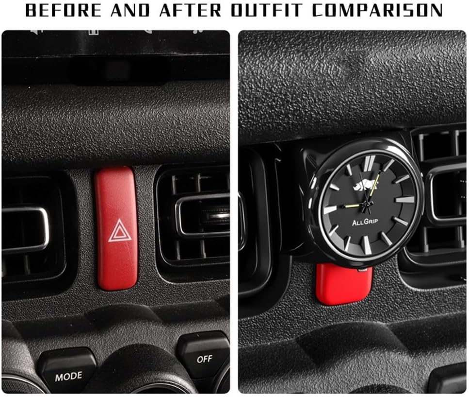 1pcs Black Interiorr Dashboard Air Vent Car Clock Trim Equipped with Luminous Pointers for Suzuki Jimny 2-Door 4-Door JB64 JB74 JC74 2019-2026