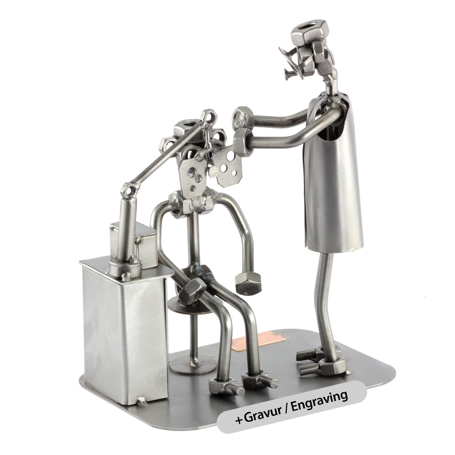 Steelman24 I Nuts and bolts sculpture Oculist With Personal Engraving I Handmade ornaments I I Metal figurine