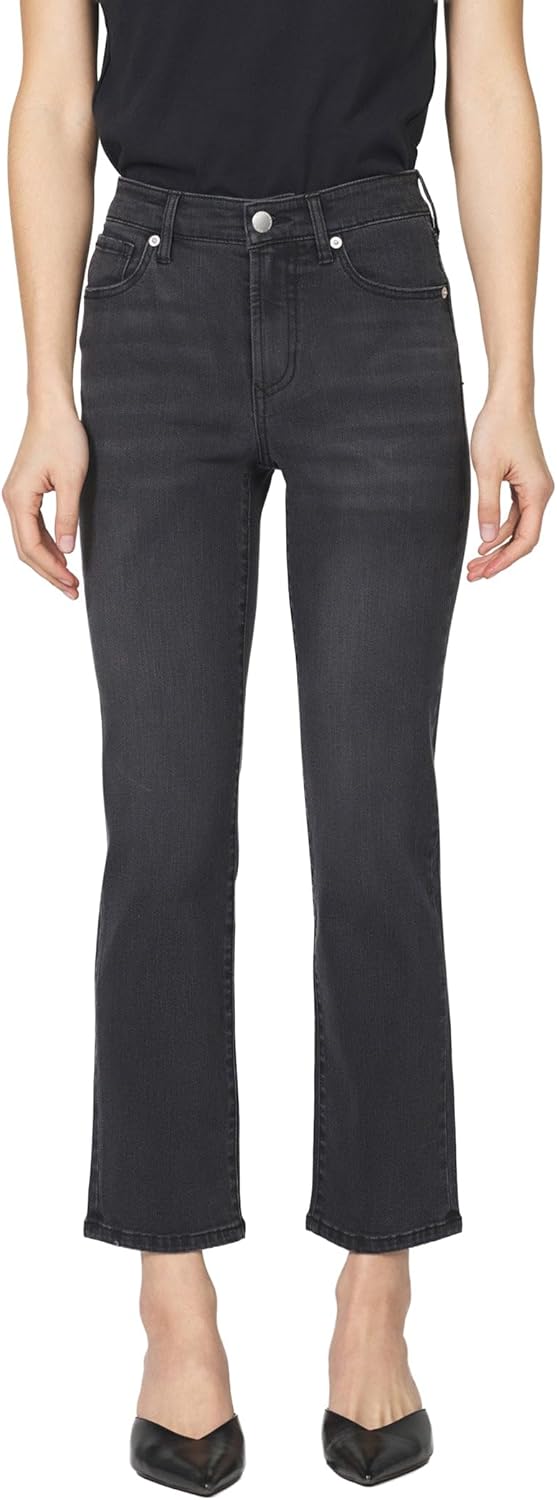 DEAR JOHN Anika High Rise Straight Leg Jeans for Women Clean Hem Cropped Inseam Stretch Denim