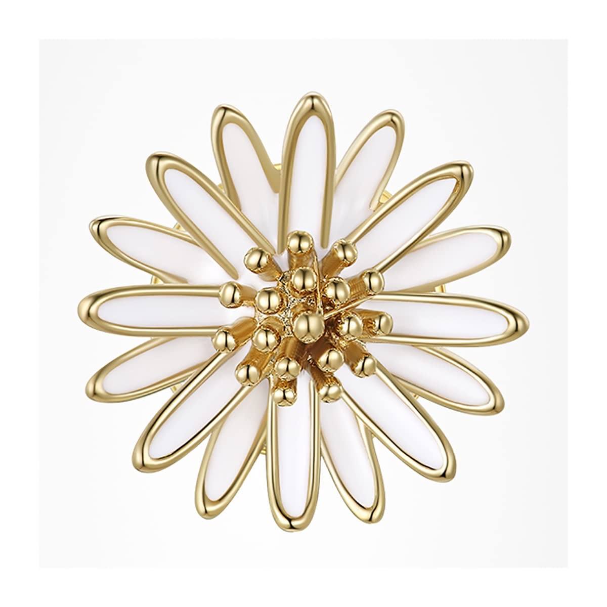 ZXHStore Broches de Metal Lindos, Mini alfiler de la Solapa de la aleación de la Flor de la Margarita Blanca, la Insignia Floral for la Ropa y Las Bolsas, Tono Dorado