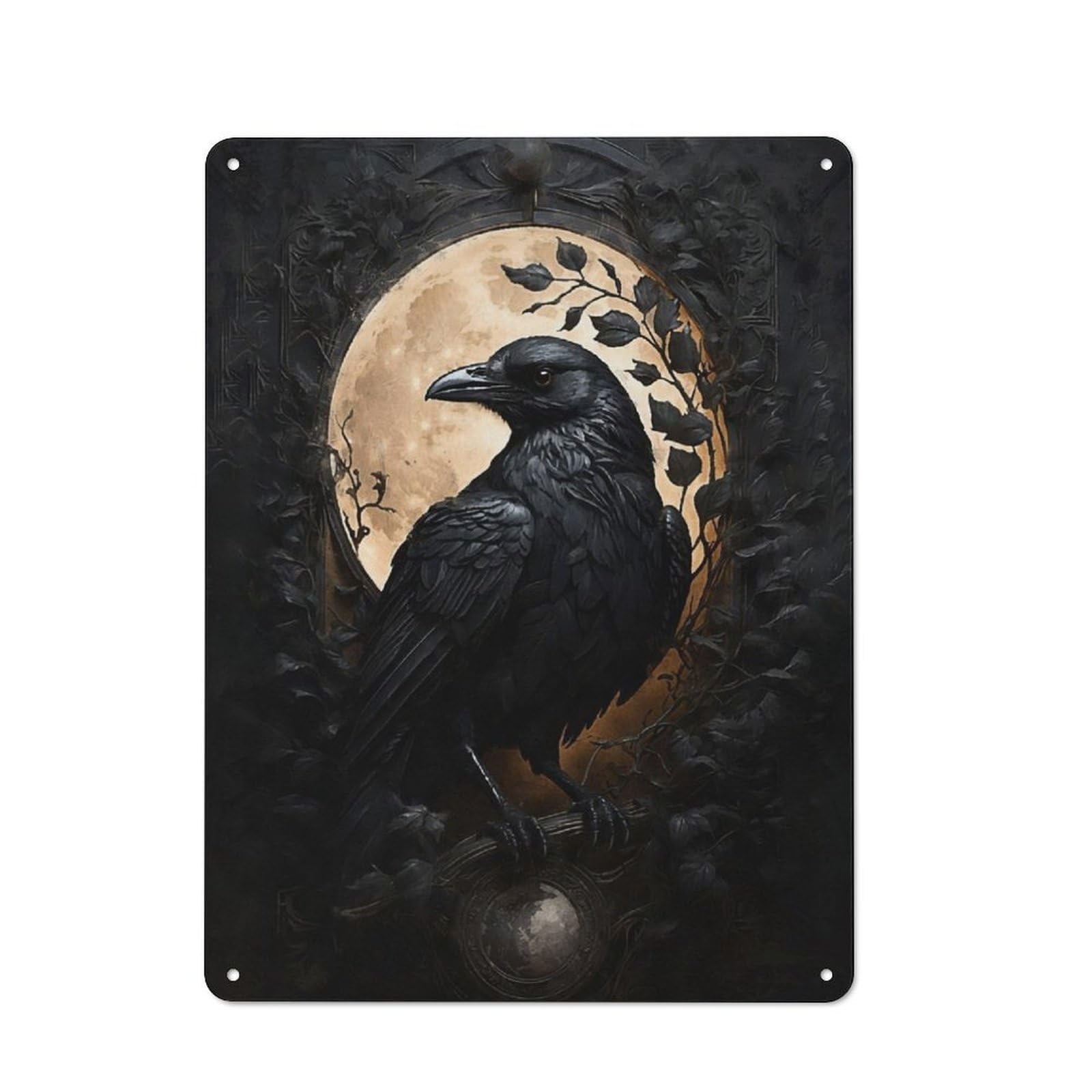Junmoney The Obsidian Crow Retro Metal Wall Sign 40X30cm With For Workshop Wall, For Vintage Wall Decor Fans, For Garage And Workshop Walls