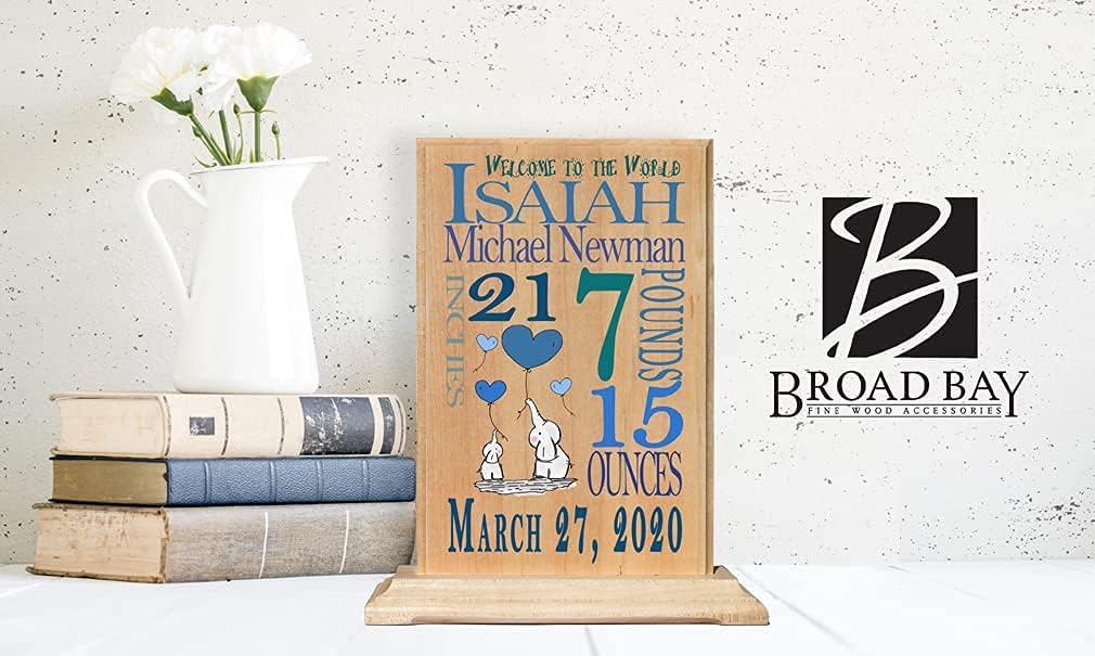 Broad Bay Personalized Newborn Baby Boy Announcement Gift Custom Nursery Gift for New Parents Free Standing Nursery Décor for Shelf, Desk, or Mantel