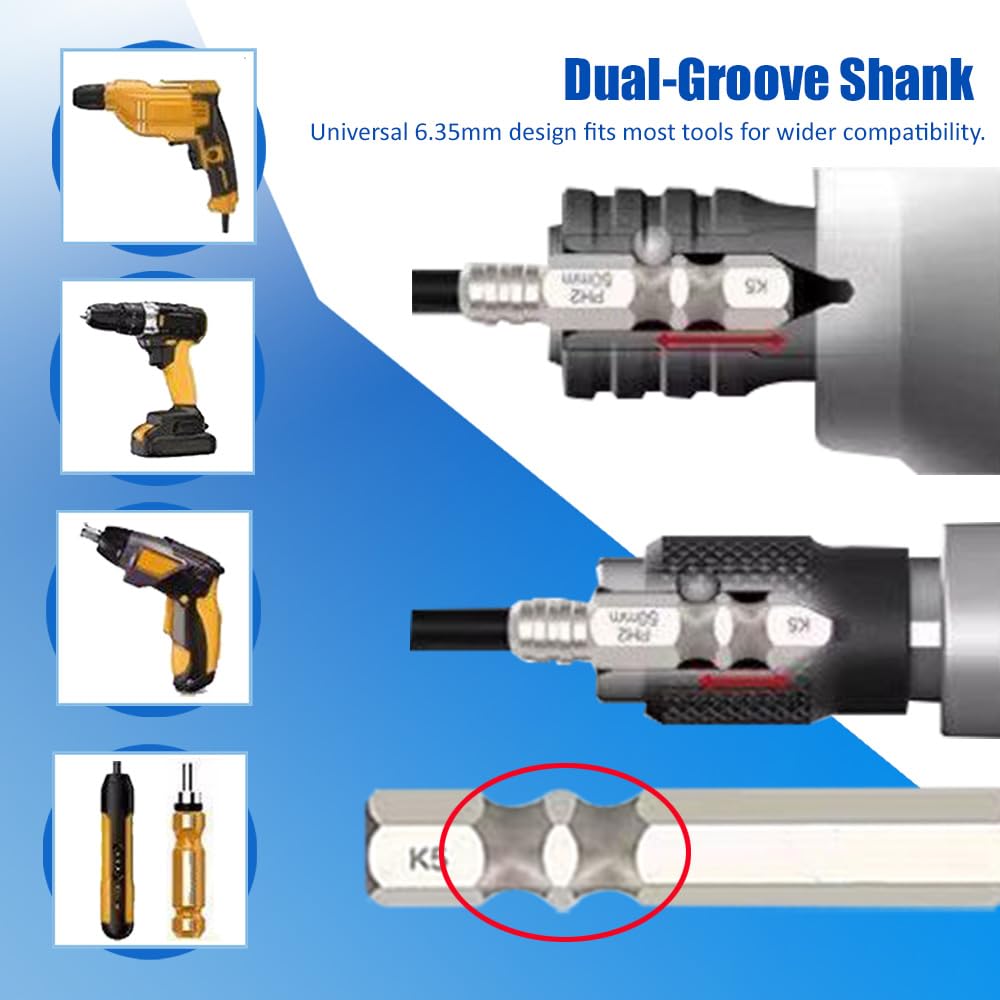 6PCS High-Magnetic Screwdriver Drill Bit Set,25+50+65+70+90+150mm,Magnetic Masonry Drill Bit Set,Carbon Steel Cross Tips,Corrosion-Resistance,Electric Precision Screwdriver for Home DIY