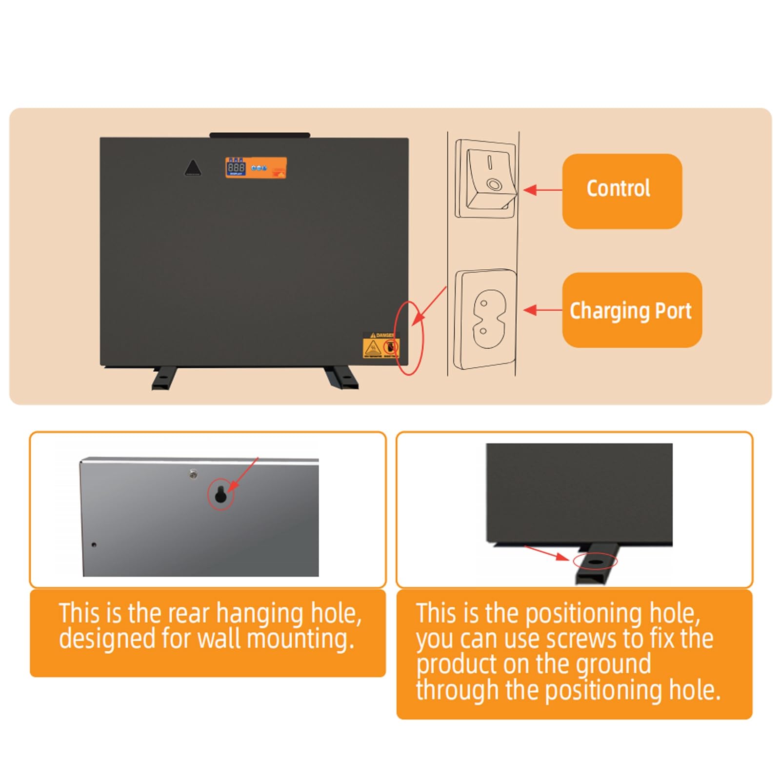 Panel Calefactor para Gallinero, Calentador para Gallinero de 150 W, Panel Calefactor para Gallinero con Temporizador, Control Remoto, Inclinación, Apagado, Pantalla Digital,