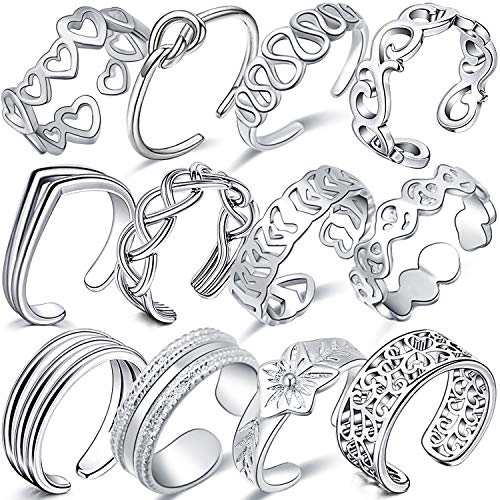 Goerhsjie Toe Rings Adjustable Rings Toe Ring Toe Rings for Women Adjustable Rings for Women Gold Toe Ring Adjustable Ring Adjustable Rings for Teen Girls Gold Toe Rings Toe Rings Gold Open Ring 12pcs