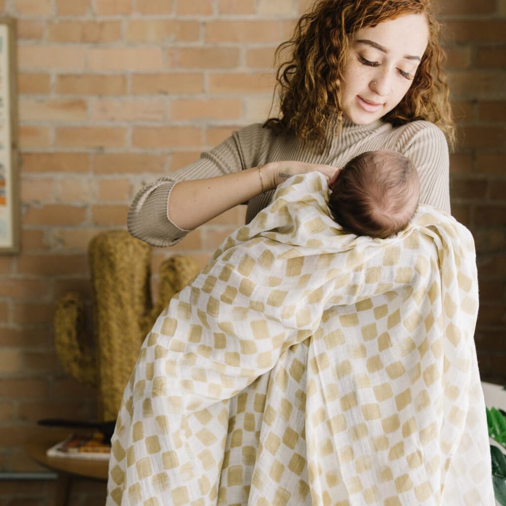 Little Unicorn Premium Cotton Swaddle Baby Blanket | Breathable Fabric | for swaddling, Play, Nursing & More (Adobe Checker)
