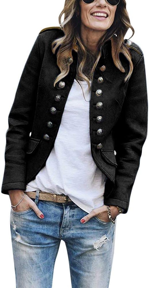 Blazer Mujer Manga Larga Slim Fit - Chaqueta Traje Casual, Abotonadura Metálica, Ideal Para Oficina O Salir