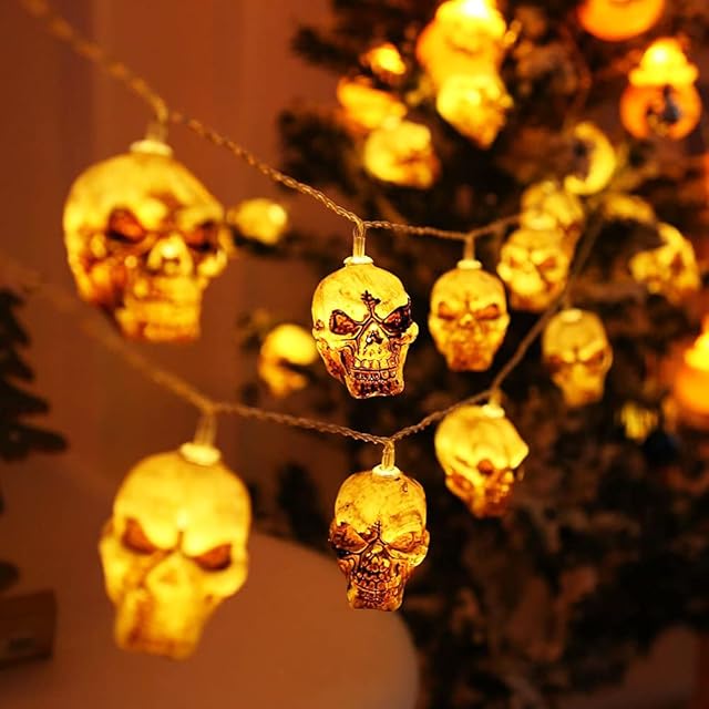 caicainiu Halloween Decoration Lights Skull Head Lanterns Halloween Bar Decoration Lights