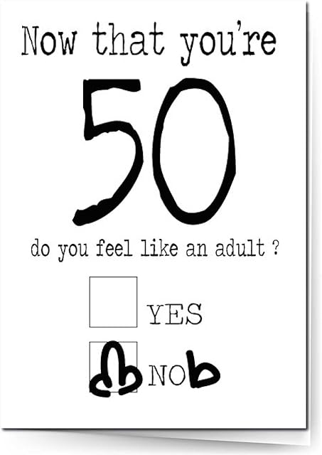 Rude 50th Birthday card, 50th Funny Birthday Card - 50 Fifty Now You're 50 C186,