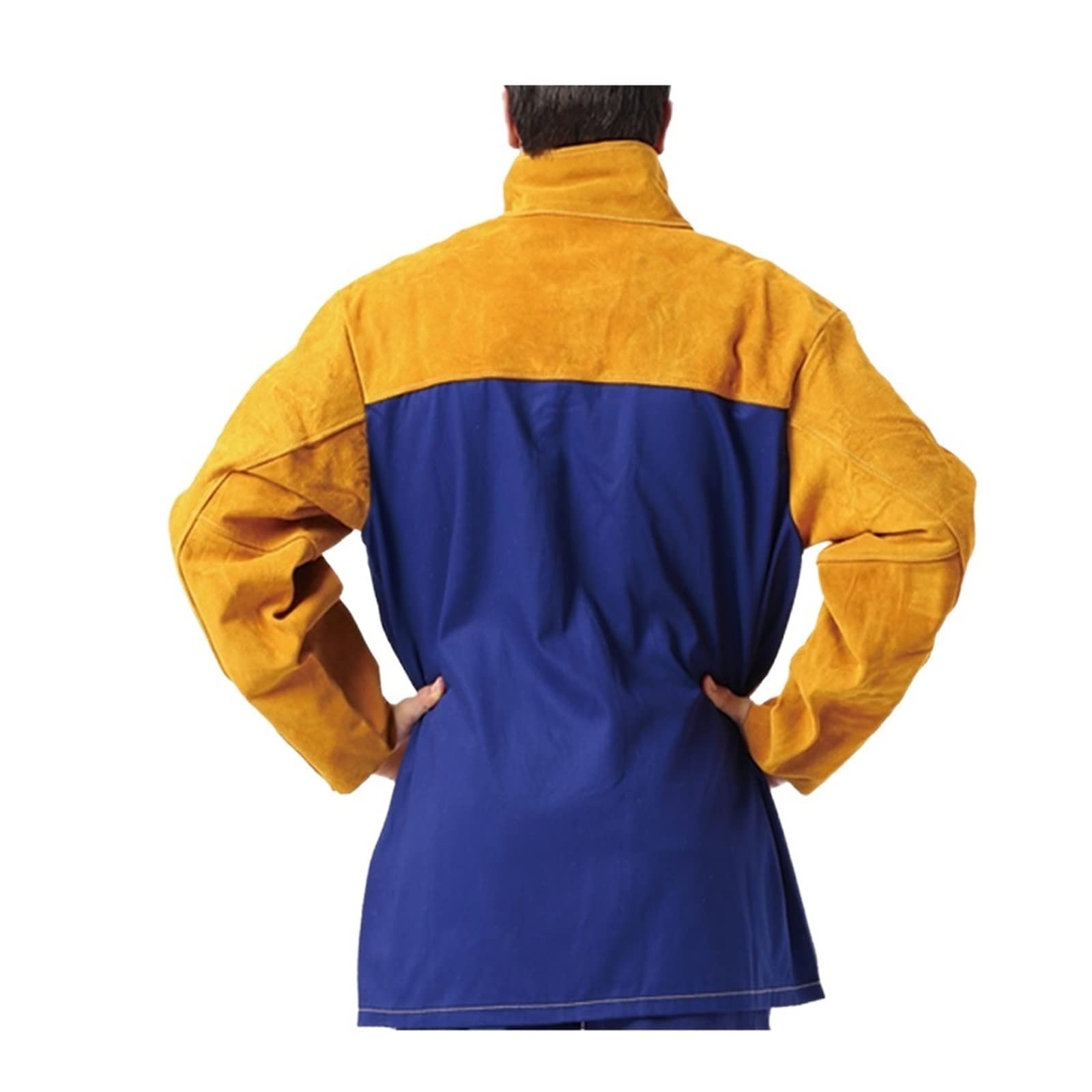 Schweißerschürze, Lederschweißjacke Flamme Hitze Funke Abriebfest Bekleidung Schweißer Arbeitsschutzkleidung Kleidung(XL)