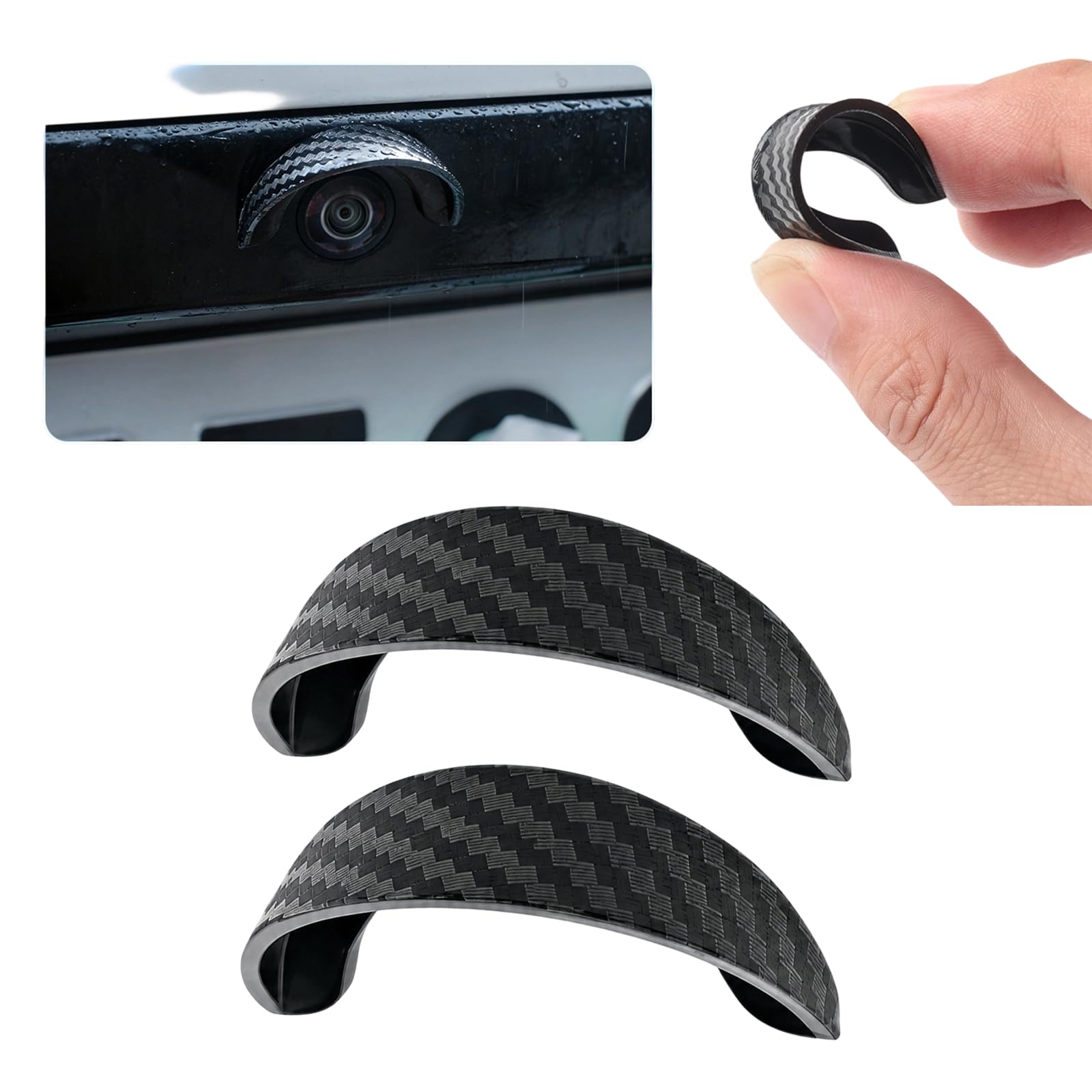 Waterproof Rear View Camera Rain Shield Cover, Curved Camera Hood, 2Pcs
