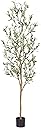 Bellacat Faux Olive Tree 6ft，Olive Trees Artificial Indoor with Natural Wood Trunk and Realistic Leaves and Fruits. 6 Feet(72in) Fake Olive Tree for Home House Office Décor.