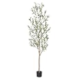 Bellacat Faux Olive Tree 6ft，Olive Trees Artificial Indoor with Natural Wood Trunk and Realistic Leaves and Fruits. 6 Feet(72in) Fake Olive Tree for Home House Office Décor.