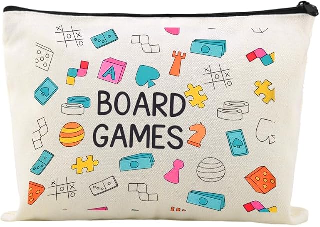 Board Games Storage Bag Pouch Dices Card Chess Organizer Pouch for Board Game Lover Players Game Day Gift Chess Players Glambers Zipper Makeup Bag for Him Her Game Night Party Favors