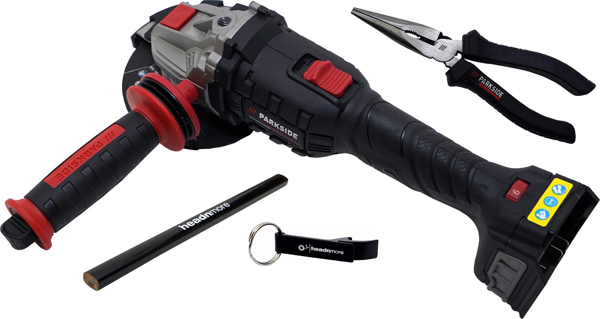 HEADNMORE Oferta de amoladora angular PARKSIDE PERFORMANCE® de 20 V con batería de 125 mm sin escobillas – compatible con X 20 V Team – incluye accesorios – sin batería ni cargador (+pinzas)