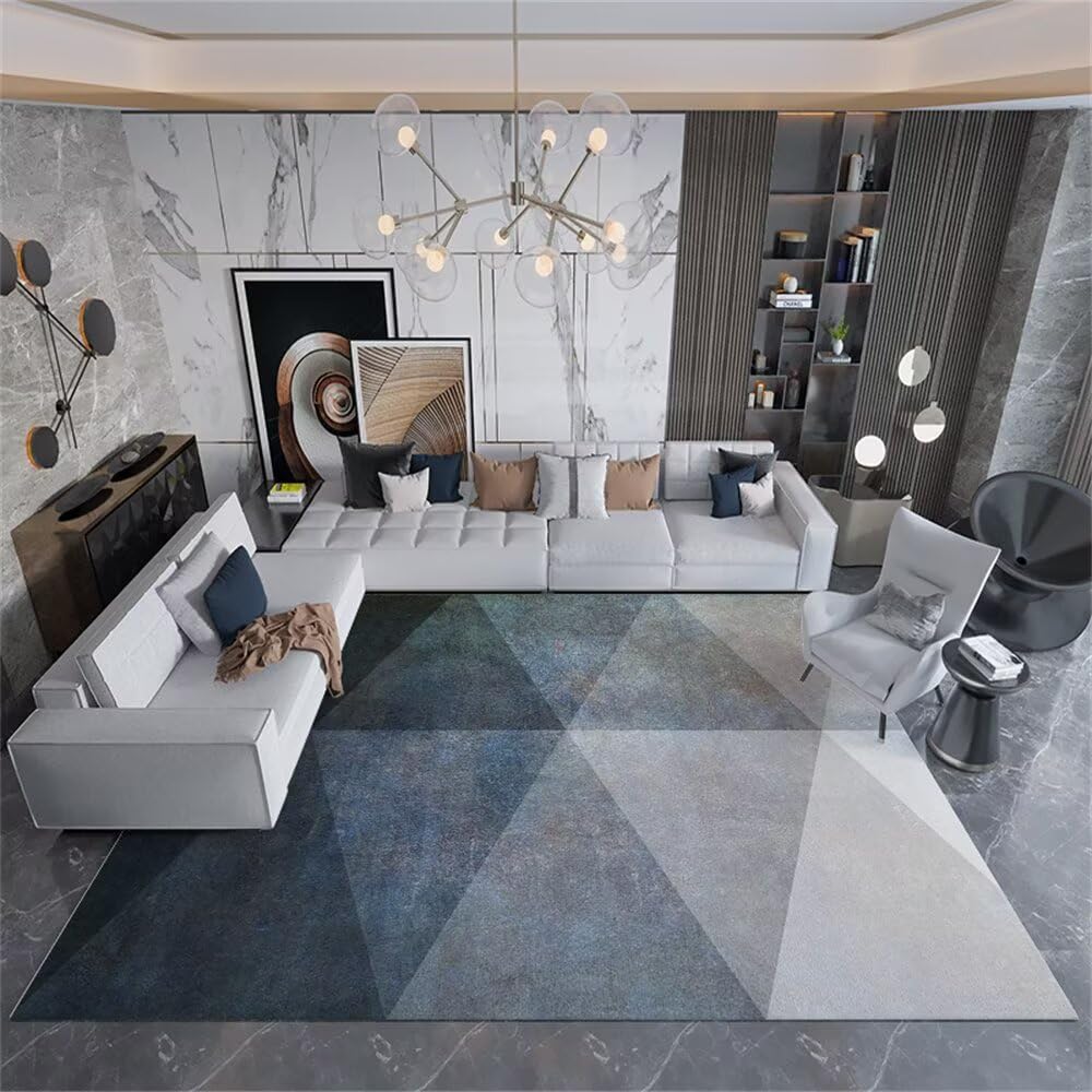 Tapis de canapé gris et bleu moderne 50x120 cm pour sol de salon
