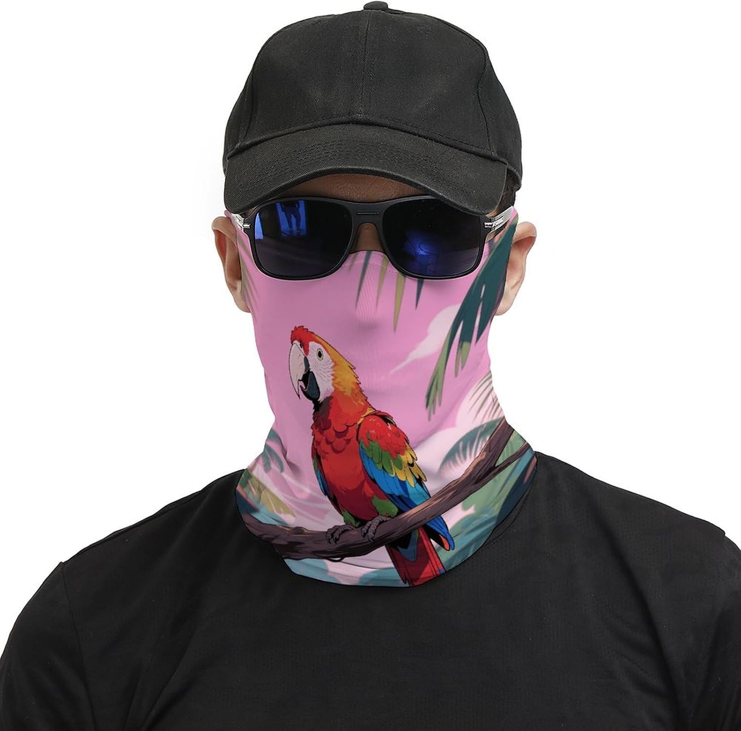 Rainbow Parrot Face Cover Neck Gaiter Bandana Face Mask Sun Cooling Scarf Cover Head Warm Head Wrap Winter Neck Gaiter Face Covers Balaclava Headband Face Scarf Adult