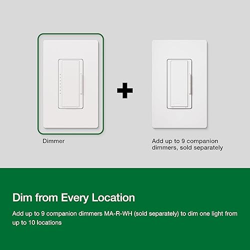 Vista 39 de Lutron - Interruptor de atenuación Maestro LED+ para bombillas LED regulables, halógenas e incandescentes, 150 W/un solo polo o multiubicación