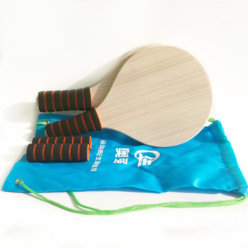 LIOOBO Wood Tennis Racket: 2Pcs Wood Beach Racket Racquets, Beach Ball Paddle, Beach Ball Racket
