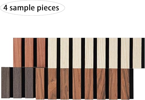 Miniatura 2 de Paneles de madera para pared, paneles de pared de listones insonorizados 3D, paquete de 4 paneles de pared de 6 x 4.7 pulgadas para decoración de
